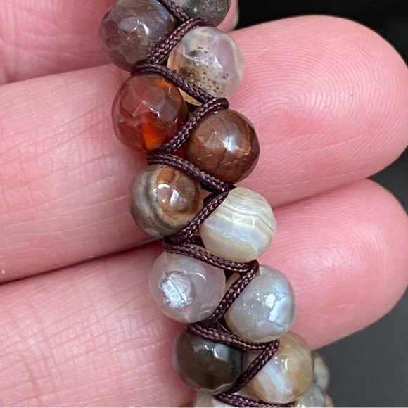 Natural Stones Braided Adjustable Boho Stackable Cord Bracelet - Picture 4 of 9